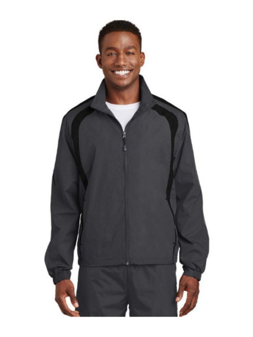 Sport-Tek JST60 Men's Colorblock Raglan Jacket - Graphite Grey/ Black